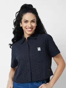 SPYKAR Women Boxy Opaque Printed Casual Shirt