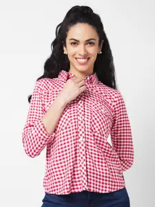 SPYKAR Women Gingham Checks Opaque Checked Casual Shirt