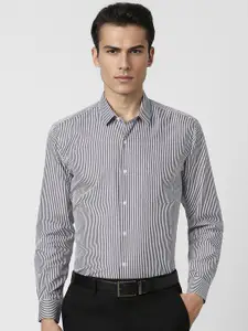 Peter England Spread Collar Long Sleeves Striped Formal Shirt