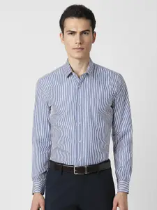 Peter England Spread Collar Long Sleeves Slim Fit Striped Formal Shirt