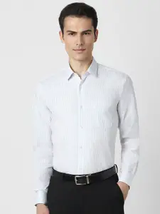 Peter England Spread Collar Long Sleeves Slim Fit Striped Formal Shirt