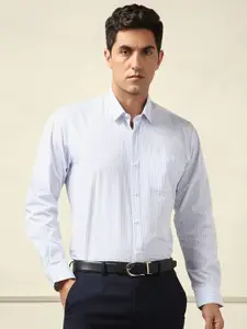 Peter England Spread Collar Long Sleeves Slim Fit Striped Formal Shirt