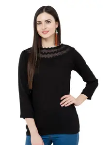 Karmic Vision Self Design Round Neck Knitted Top