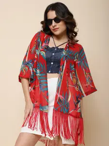UnaOne Floral Printed Open Front Shrug