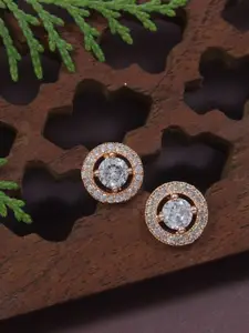I Jewels Rose Gold-Plated Contemporary Studs Earrings