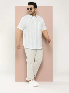 Sztori Men Plus Size Striped Regular Fit Casual Shirt