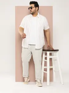 Sztori Men Plus Size Striped Regular Fit Casual Shirt