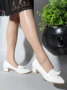 ICONICS Pointed Toe Tassel Detail Block Heel Pumps