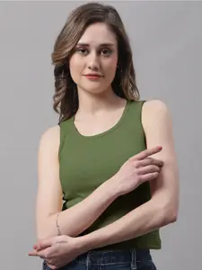 FBAR Round Neck Sleeveless Cotton Crop Tank Top