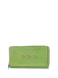 Sassora Leather Zip Around Wallet With Strap