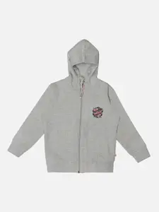 Bodycare Boys Typography Printed Hooded Neck Long Sleeves Fleece Bomber Jacket