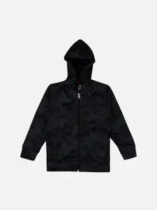 Bodycare Boys Camouflage Printed Hooded Neck Long Sleeves Fleece Bomber Jacket