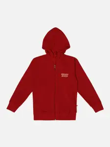 Bodycare Boys Typography Printed Hooded Fleece Bomber Jacket