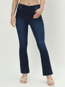 AngelFab Women Jean Bootcut High-Rise Light Fade Jeans