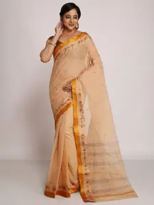 WoodenTant Woven Design Floral Pure Cotton Taant Saree