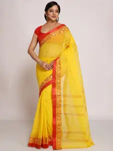 WoodenTant Ethnic Motifs Woven Design Pure Cotton Taant Saree