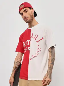 Beyoung Typography Printed Cotton Round Neck Oversized Pockets Casual T-shirt