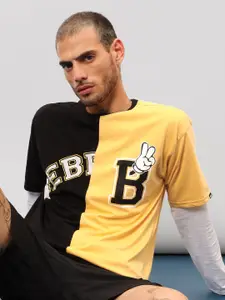 Beyoung Typography Printed Cotton Round Neck Oversized Pockets Casual T-shirt