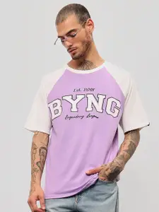 Beyoung Graphic Printed Cotton Round Neck Raglan Sleeves Oversized  Applique T-shirt