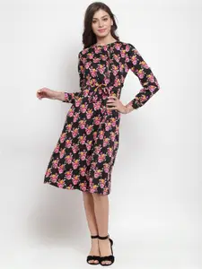Purple State Floral Printed Fit & Flare Dress