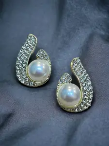 ISHKAARA Gold-Plated Teardrop Shaped Studs Earrings