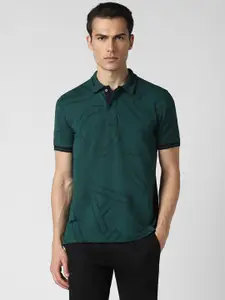 Van Heusen Sport Self Design Polo Collar Short Sleeves Regular Fit T-shirt