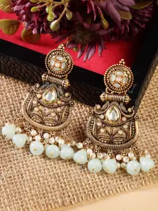 KARATCART Gold-Plated Contemporary Antique Drop Earrings