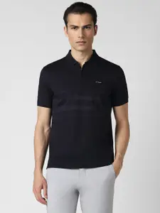 Van Heusen Sport Self Design Polo Collar Short Sleeves Cotton Regular Fit T-shirt