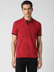 Van Heusen Sport Typography Printed Polo Collar Cotton T-shirt