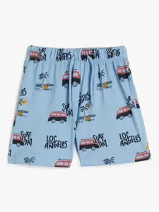 Koton Boys Conversational Printed Mid-Rise Pure Cotton Shorts