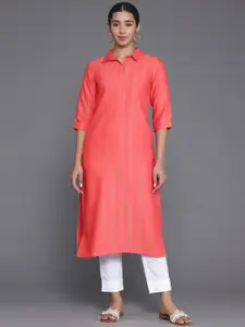 Libas Shirt Collar Three Quarter Sleeves Cotton Kurta