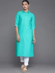 Libas Shirt Collar Three Quarter Sleeves Cotton Kurta