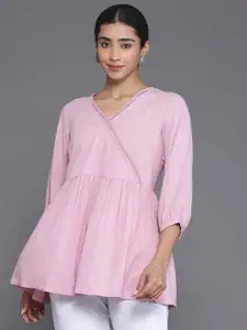 Libas Quirky Woven Design V-Neck A-Line Kurti