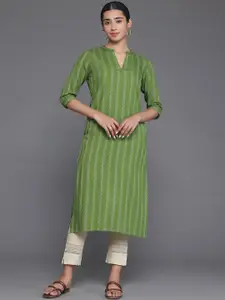 Libas Striped Woven Design Notch Neck Straight Kurta