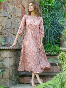 Libas Ethnic Motifs Printed A-Line Midi Dress