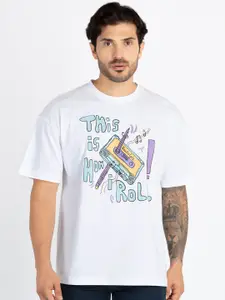Status Quo Round Neck Short Sleeves Typography Printed Pure Cotton T-shirt