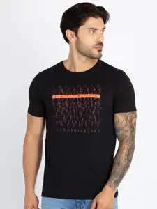 Status Quo Typographic Printed Round Neck Pure Cotton T-shirt