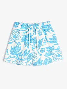 Koton Girls Floral Printed Regular Fit Cotton Shorts