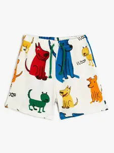 Koton Boys Mid-Rise Graphic Printed Pure Cotton Regular Shorts