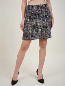 KASSUALLY Checked Straight Mini Skirt