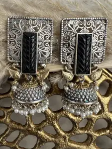 XAGO Silver-Plated Swan Shaped Jhumkas Earrings