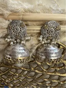 XAGO Artificial Beads Silver Plated Jhumkas