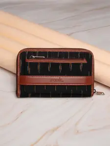 ZOUK Women Geometric Woven Design Zip Around Wallet