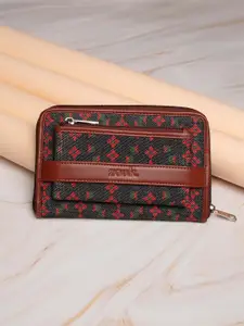 ZOUK Women Ethnic Motifs Woven Design Zip Around Wallet