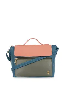 Baggit Colourblocked PU Structured Satchel with Bow Detail