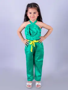 LIL DRAMA Girls Halter Neck Pure Cotton Top with Palazzos