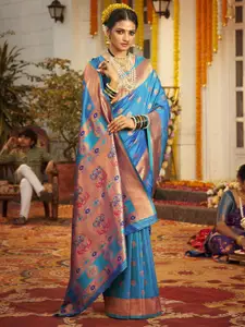Saree mall Woven Design Zari Silk Blend Paithani Sarees
