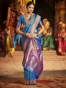 Saree mall Ethnic Motifs Silk Blend Designer Paithani Sarees