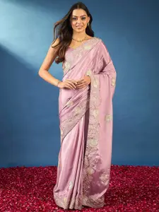 Saree mall Ethnic Motifs Gotta Patti Poly Crepe Sarees