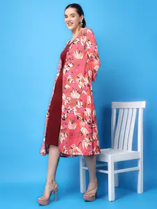 SCORPIUS Floral Printed Longline Crepe Shrug